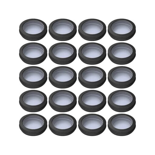 20 Pcs 0.5 Ounce Aluminum Tin Jar 15 ml Refillable Containers Clear Top Screw Lid Round Tin Container Random for Cosmetic, Lip Balm, Cream, Black