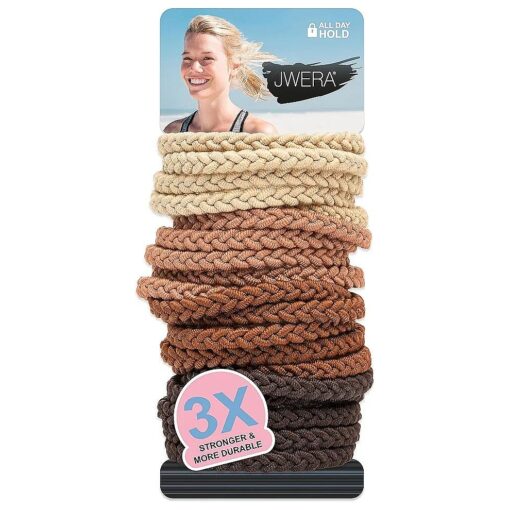 20 Pcs Braided Hair Tie Bracelet Thick Goody Braided Hair Ties Ponytail Holders Band Woven Elastics for Women, Brown