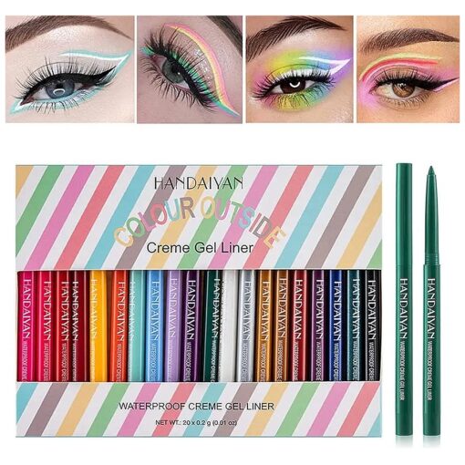 BONNIE CHOICE 20 PCS Colored Eyeliners Pencil Set, 20 Colors Waterproof Long Lasting Retractable Matte Colorful Eyeliner Milti-Functional Eyeliner Eyeshadow Highlight Pen Mother 's Day Gifts for Women