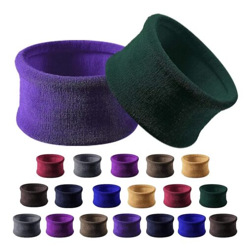 20 Pieces Large Cotton Stretch Hair Ties Bands Rope Ponytail Holders Headband for Thick Heavy or Curly Hair, 6.5 cm in Diameter ( Dark Colors )