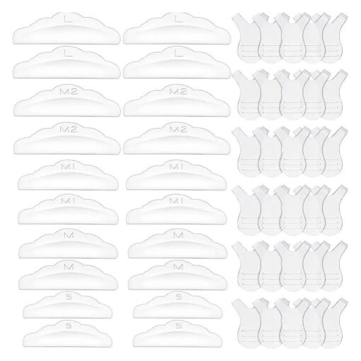 20 Pieces Lash Lift Pads Rods Silicone Eyelash Perming Curler and 30 Pieces Y Shape Eyelash Brush, Silicone Eyelash Perming Curler Makeup Tools, Reusable Lash Lifting Pads ( Clear )