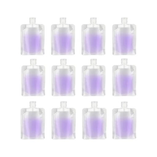 20 Pieces 100 ml Transparent Clamshell Packaging Bag Plastic Stand Up Spout Pouch Portable Travel Fluid Makeup Packing Bag for Lotion/Shampoo/Face Cream/Hand Soap/Mask Mud