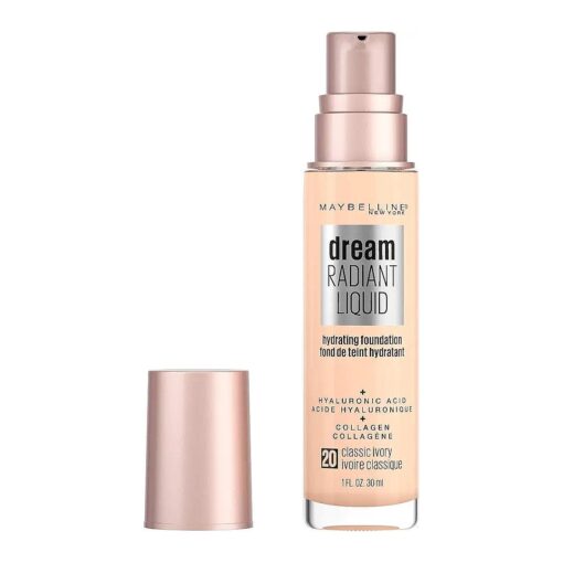 Maybelline Dream Radiant Liquid Medium Coverage Hydrating Makeup, Lightweight Liquid Foundation, Classic Ivory, 1 Count