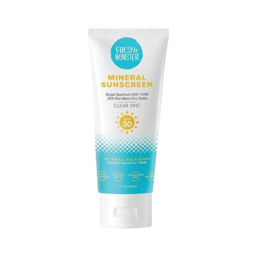 Daily Kids Sunscreen, SPF 30 UVA/UVB, Clear Non-Nano Zinc Oxide Mineral Sunscreen, Face & Body Sunscreen, Reef Safe, Hypoallergenic Sunscreen for Kids