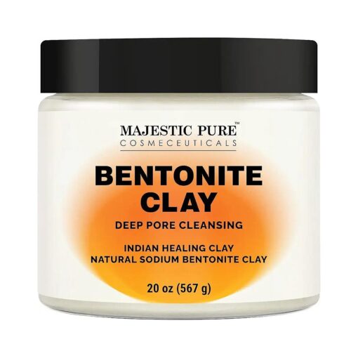 MAJESTIC PURE Bentonite Clay - Indian Healing Clay - Deep Pore Cleansing Mask - Clay Mask for Face, Hair, Acne, Detoxify and Skin Care - Sodium Bentonite Powder - Facial Mask - 20 oz