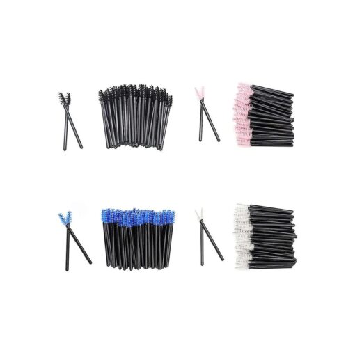 200 Pack Mascara Wands Mini Disposable Eyelash Brushes for Extensions Eye Lash Wand Brow Brush Makeup Tool Bulk, 4 Colors