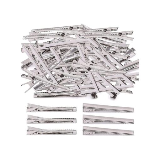 200Pcs 2.95 inch / 7.5 cm Alligator Hair Clips Bulk Silver Single Prong Hair Clips For Bows Making Hair Pins For Sectioning Hair Styling And Sectioning Hairdressing DIY Crafts