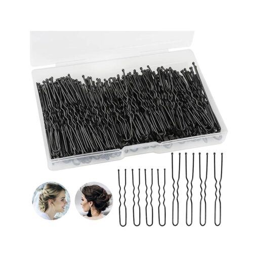 200Pcs 2.4 & 2 Inchs U Shaped Hair Pins Bun Hair Pins Bun Bobby Pins With Storage Box for Women Girls and Hairdressing Salon ( Black )