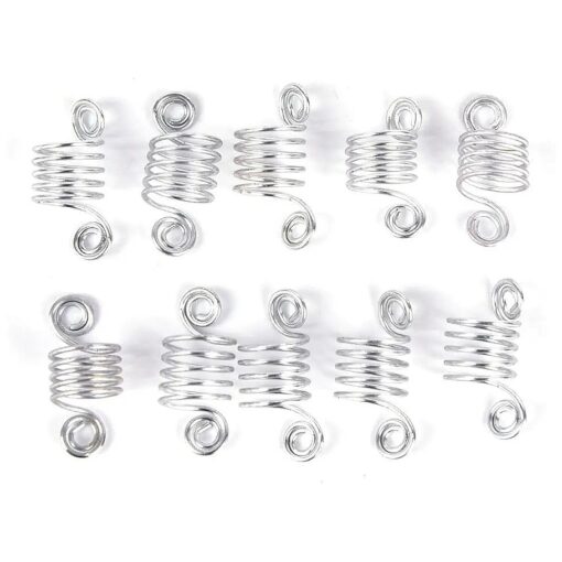 20Pcs/Lot Dreadlocks Beads Gold Silver Mixture Colors Aluminum Dread Locks Metal Cuffs Hair Spring Tube Cuff Clip Metal Tube Lock Hair Decoration Braiding Hair Jewelry ( Silver )