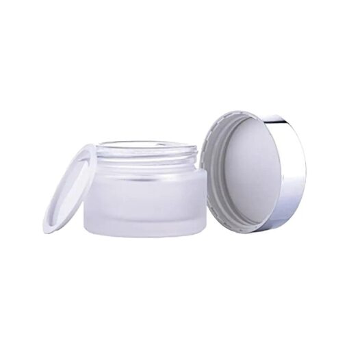 AKOAK 3 PCS 20g Refillable Frosted Glass Cosmetic Cream Jar Bottle Container with Silver Alumite Lids