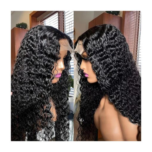 Deep Wave Lace Front Wigs Human Hair 4x4 HD Lace Closure Wigs for Black Women Glueless 180 % Density Brazilian Virgin Human Hair Wigs Pre Plucked with Baby Hair 22 Inch