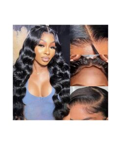 Wear And Go Glueless Wigs Human Hair Pre Plucked Pre Cut Body Wave Lace Front Wigs Human Hair For Beginners 4x4 HD Lace Closure Wigs Human Hair Wigs for Women with Baby Hair ( 22 Inch )