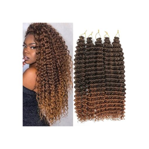 22 Inch Ocean Wave Crochet Hair 5 packs Wave Deep Twist Braiding Hair Deep Ripple Crochet Synthetic Braids Hair Extension ( 22inch ( pack of 5 ), T30 )