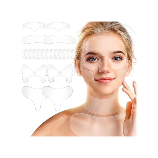 22 Pcs Reusable Face and Forehead Wrinkles Patches Overnight Silicone Chest Patches Neck Wrinkle Patches Pad Eyelid Lifter Strips for Face Forehead Neck Decollete Cheek Eye Pads Beauty