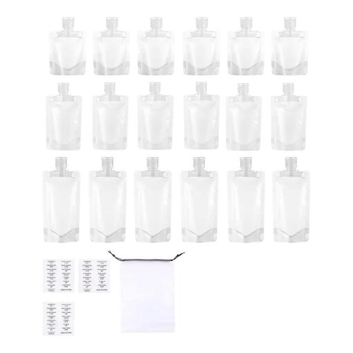 SS Cohen 22 Pieces Travel Refillable Cosmetic Empty Squeeze Pouch Stand Up Cosmetic Travel Containers Kits for Lotion, Shampoo, Face Cream, Leakproof ( 30 ml, 50 ml, 100 ml )