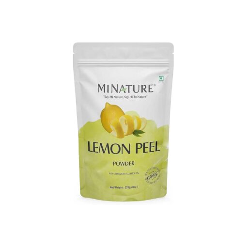 Lemon Peel ( Citrus Limon ) Powder by mi nature| 100 % Pure and Natural | 227g, ( 8oz ), ( 1/2 lb ) | Vegan | Non-GMO | For Skin care | Used for Soap making | Stimulate hair growth