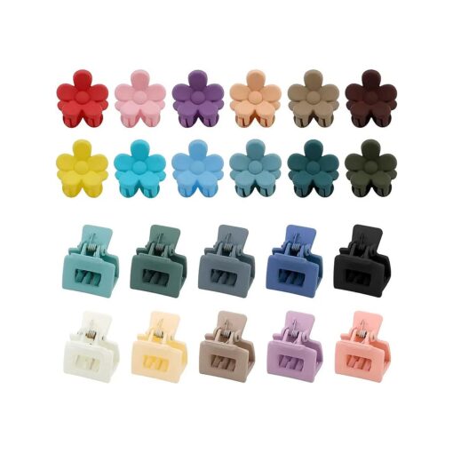 22pcs Mini Claw Clips Small Hair Clips Girls Hair Clips 1.1" Mini Flower Hair Clips Hair Claw Clips Square Claw Clips for Thin Hair Flower Clips for Hair Tiny Hair Accessories for Girls