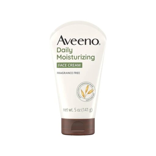 Aveeno Daily Moisturizing Fragrance-Free Prebiotic Oat Face/Facial Cream Clinically Proven to Moisturize Dry Skin for 24 Hours, Paraben-, Fragrance- & Dye-Free, 5 oz