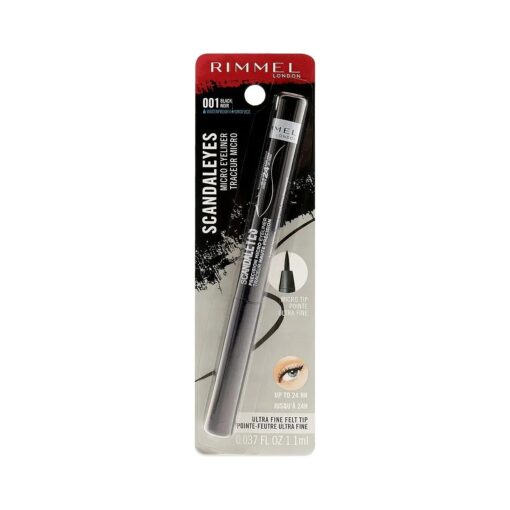 Rimmel London Scandaleyes Micro Eyeliner, Waterproof, Long-Wearing, Smudge-Proof, 001, Black, 0.04oz