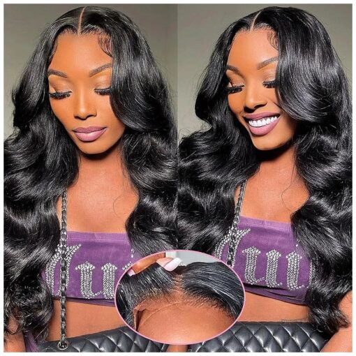 Glueless Wigs Human Hair Pre Plucked Pre Cut for Beginners Wear and Go 5x5 HD Lace Closure Wigs Body Wave Lace Front Wigs for Women Brazilian Virgin Human Hair 24 Inch 180 % Density