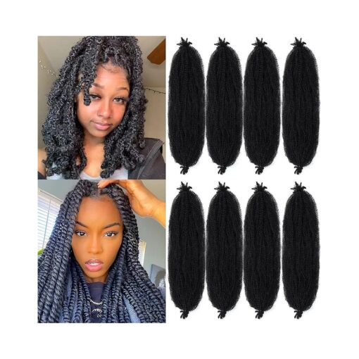 Marley Hair 24 Inch Pre Separated Springy Afro Twist Hair 8 Packs Marley Twist Braiding Hair for Faux Locs Crochet Hair Synthetic Protective Spring Twist Hair Extensions for Black Women ( 1b # )