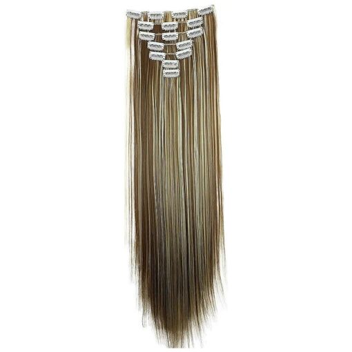 CAISHA XL 24" 7 Pieces Set CLIP IN EXTENSIONS Hairpiece Straight Brown Blond Mix CE19