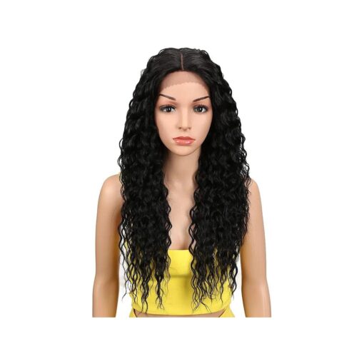 Joedir Lace Front Wigs Ombre Blonde 24" Long Small Curly Wavy Synthetic Wigs For Black Women 130 % Density Wigs ( 1B )