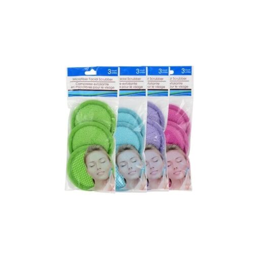 24 Microfiber Spa Facial Scrubbers,8 X 3-ct, Packs Random Colors