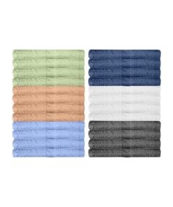 Washcloths 24 Pack Multicolour Wash Cloths for Bathroom, Spa, and Gym Towel, Extra-Absorbent Flannel Face 100 % Cotton ( 12x12 )