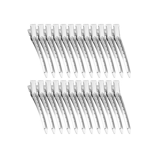 24 Pcs Duck Bill Hair Clips, Hair Clips for Women Styling Sectioning, BetyBedy 3.5 Inches Metal Alligator Curl Clips Hair Pins for Hair Styling, Hair Coloring, Thick Hair Roller ( Silver )