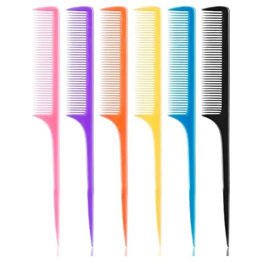 24 Pieces Plastic Rat Tail Combs Pin Tail Comb Teasing Comb Carbon Comb 8.5 Inch Styling Combs with Thin and Long Handle, Assorted Colors