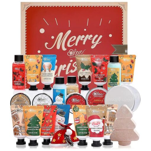 Limited Edition Advent Calendar Christmas Gifts Bath Sets for Women, 24pcs Spa Gift Set, Hand & Foot Cream, Body Scrub, Bubble Bath, Shampoo, Candles, Keychain, Body Lotion, Shower Gel, Bath Bomb