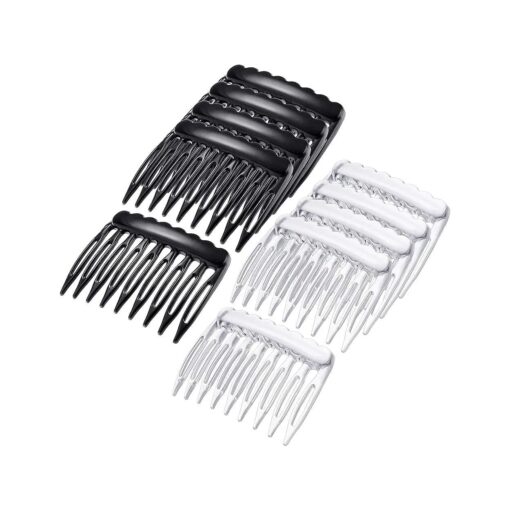 24 Pieces Small Hair Side Combs Plastic French Teeth Hair Combs for Women Hair Clip Combs Bridal Wedding Veil Comb for Fine Hair, Black and Clear