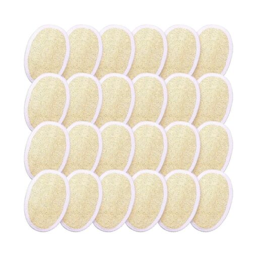 24 Pieces Exfoliating Loofah Sponge Pads Facial Body Bath Shower Loofah Sponge Pad Natural Exfoliating Scrubber Brush for Men Women Bath and Spa