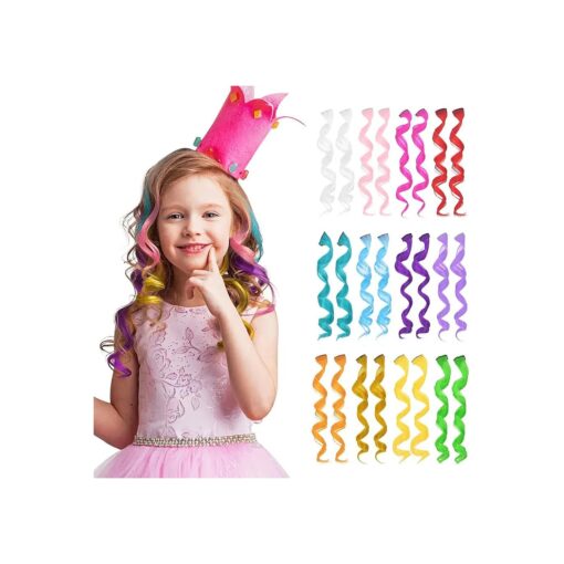 Dreamlover Colored Hair Extensions for Kids, Hair Accessories for Girls, Crazy Hair Day Accessories, 24 Pieces