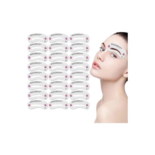 24PCS Eyebrow Stamp Stencil Kit Eyebrow Stencils Eyebrow Template Eyebrow Shaper Kit Brow Stencil for Shaping Fashionable Eyebrows