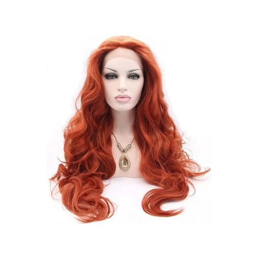 Melody Copper Red Wigs Body Wave Wigs360 # Color Synthetic Ginger Lace Front Wigs for Women 180 % Density Half Hand Tied Heat Resistant Fiber Hair Dating Cosplay Gift 24 inch