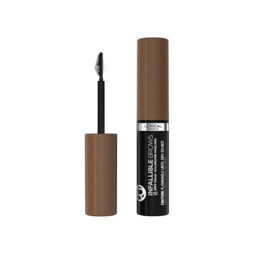 L'Oreal Paris Infallible Volumizing 24H Wear Brow Mascara, Long Lasting Eyebrow Makeup for 2X Fuller Eyebrows, 6.0 Light Brunette, 0.13 Fl Oz