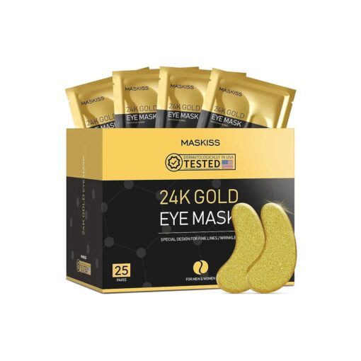 24k Gold Under Eye Patches ( 25 Pairs ), eye mask, Collagen Skin Care Products, Eye Patches for Puffy Eyes, eye masks for dark circles and puffiness