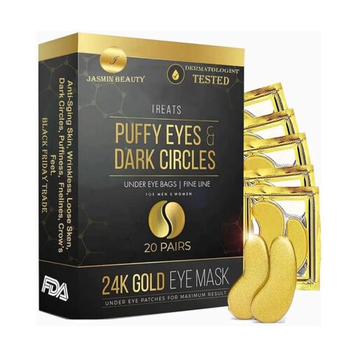 Generic 24K Gold Eye Mask- 20 Pairs Puffy Eyes and Dark Circles Treatments Look Less Tired and Reduce Wrinkles and Fine Lines Undereye, Revitalize and Refresh Your Skin