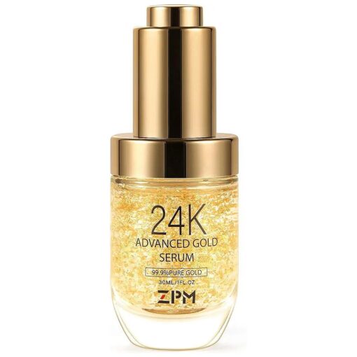 24K Gold Anti Aging Face Serum Moisturizer Enriched with Vitamin C Serum, Hyaluronic Acid, Vitamin E Cream for Day and Night Wrinkle Reduction, Re-Activate Skin Youth ( 1FL.OZ )