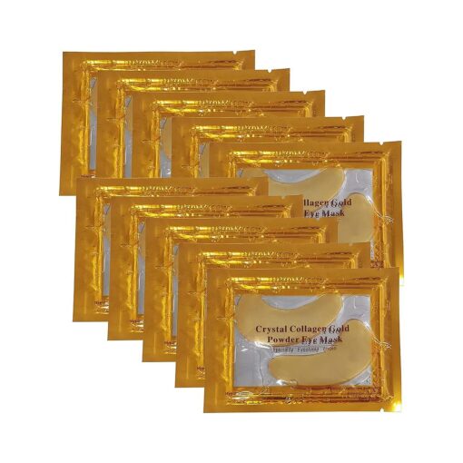 24K Gold Powder Gel Collagen Eye Masks Sheet Patch, Remove Bags, Dark Circles & Puffiness, Reduce Wrinkle, Moisturising, Hydrating for Blackheads ( 10 Pairs )