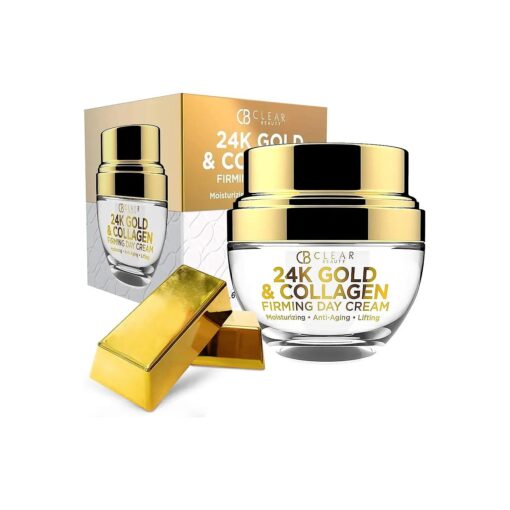 24K Gold and Collagen Daily Face Moisturizer - Reduces Age Spots, Fine Lines & Wrinkles, Lifting & Firming Day Cream - Cruelty Free Korean Skin Care For All Skin Types