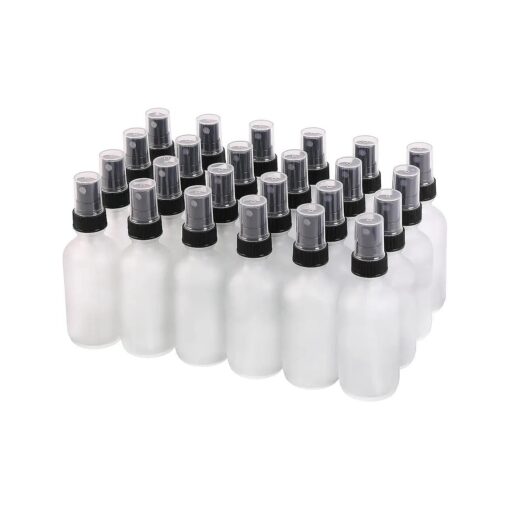 Clear Frosted Glass Small Spray Bottles 2 oz, Fine Mist Sprayer Pretty Finish, Refillable Containers mini spray bottles for Skin Care ( 24 pack )