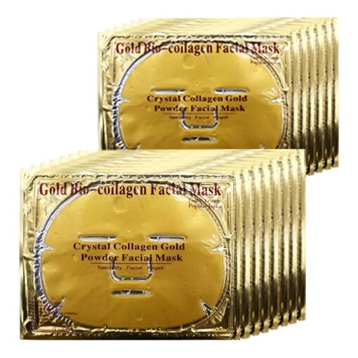 24k Gold Gel Collagen Facial Masks - Skin Care Gold Hydrating Face Sheet Mask with Hyaluronic Acid & Hydrolyzed Collagen for Anti Wrinkles and Fine Lines,15PCS