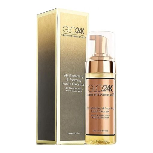 GLO24K Exfoliating & Foaming Facial Cleanser with 24k Gold, Witch Hazel, and Aloe Vera