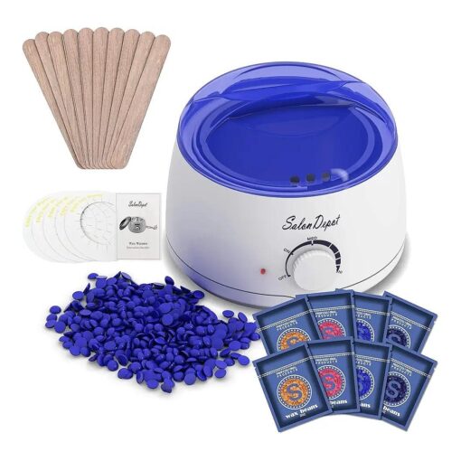 Waxing Kit ( 25 In 1 ), Wax Warmer Hair Removal Machine Home Wax Heater With 8 Hard Wax Beans ( 2 Oz/Pack ) And10 Applicator Stickers For All Body, Face, Eyebrow, Bikini Area, Legs