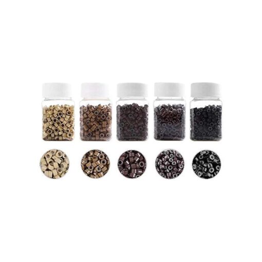 2500 pieces Seamless hair extension micro ring link beads 5mm silicone lined beads suitable for human hair extensions