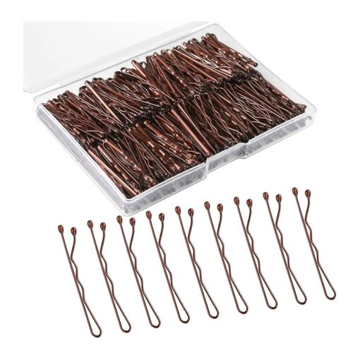 250Pcs 1.38 Inch Mini Bobby Pins, Small Brown Bobby Pins Hair Bobby Pins with Storage Box for Kids, Girls and Women Wedding Hairstyles ( Brown )