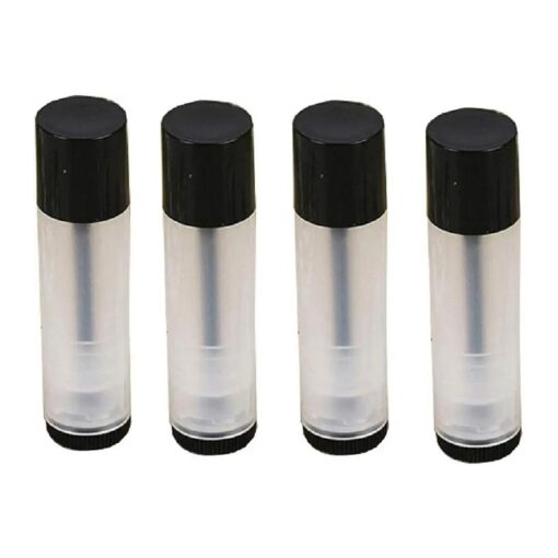 25Pcs Lip Balm Tubes Containers 5g Clear body with Twist Bottom and Cap, Empty Refillable Plastic DIY Lipstick Lip Gloss Containers Chapstick Tube Crayon Pipe Bottle ( black lid )